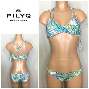 New. Pilyq palm print bikini set. L-top/S-bottom
